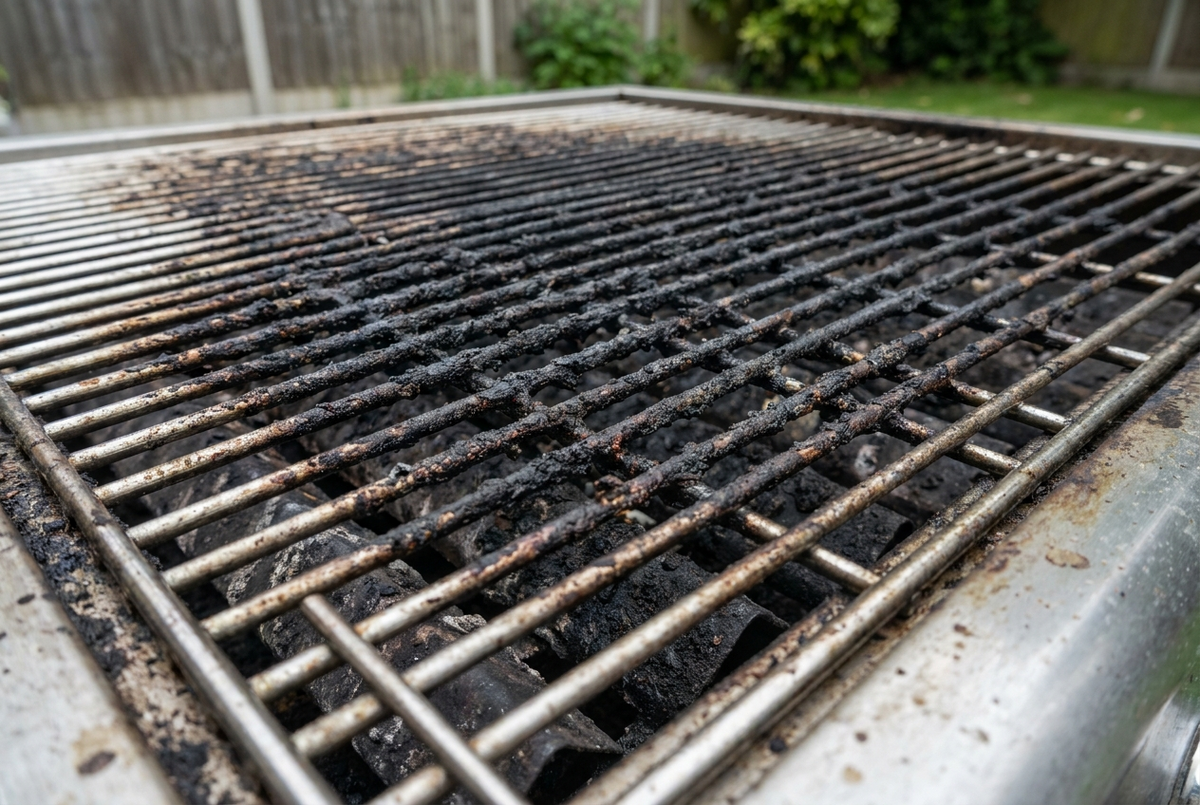 Grille de barbecue noircie de graisse